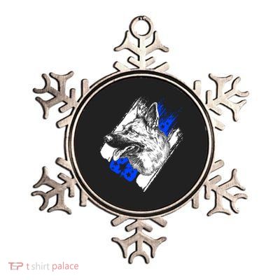 K-9 Police Dog Blue Line Metallic Star Ornament