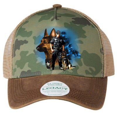 K-9 With Police Officer Silhouette  Legacy Tie Dye Trucker Hat