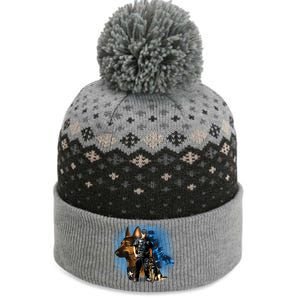 K-9 With Police Officer Silhouette  The Baniff Cuffed Pom Beanie