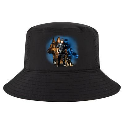 K-9 With Police Officer Silhouette  Cool Comfort Performance Bucket Hat