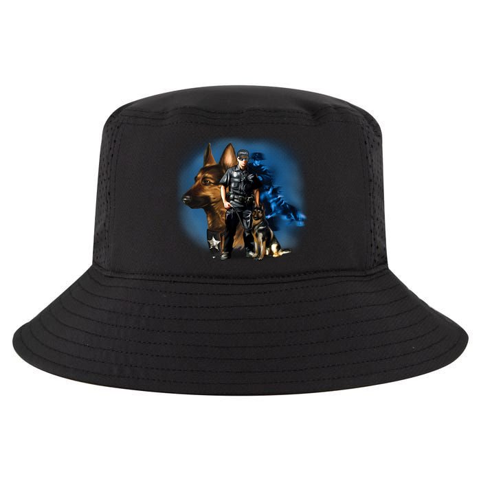 K-9 With Police Officer Silhouette  Cool Comfort Performance Bucket Hat
