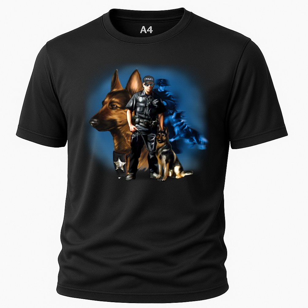 K-9 With Police Officer Silhouette  Cooling Performance Crew T-Shirt