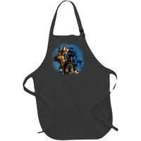 K-9 With Police Officer Silhouette  Full-Length Apron With Pockets