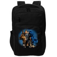 K-9 With Police Officer Silhouette  Impact Tech Backpack