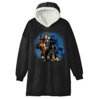 K-9 With Police Officer Silhouette  Hooded Wearable Blanket