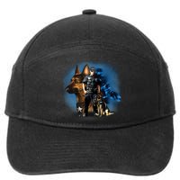 K-9 With Police Officer Silhouette  7-Panel Snapback Hat