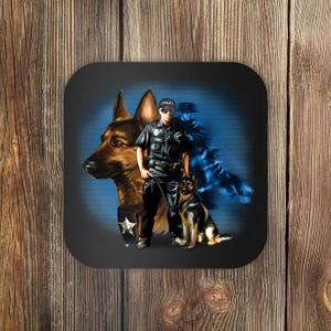 K-9 With Police Officer Silhouette  Coaster