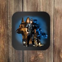 K-9 With Police Officer Silhouette  Coaster