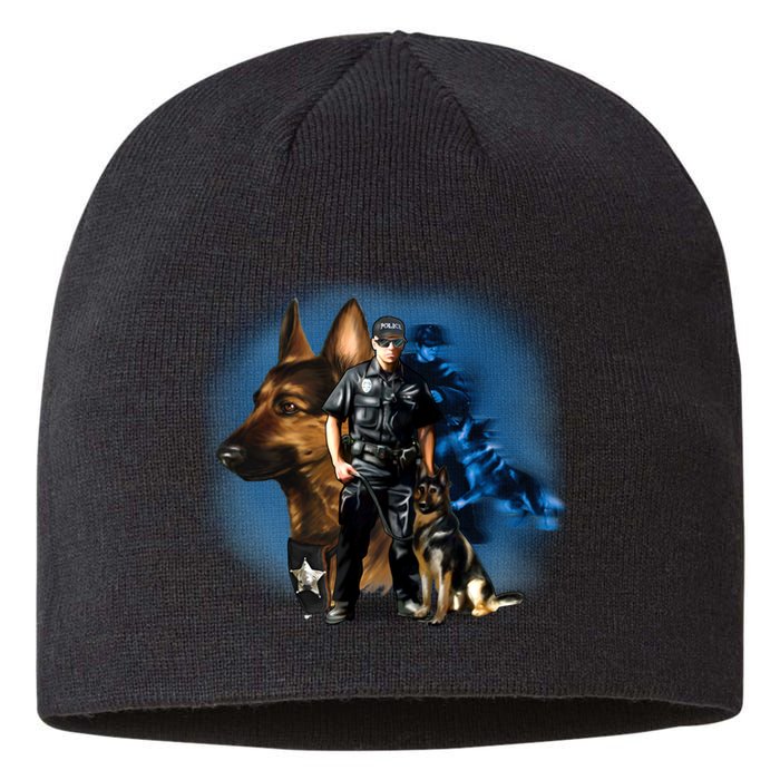 K-9 With Police Officer Silhouette  Sustainable Beanie