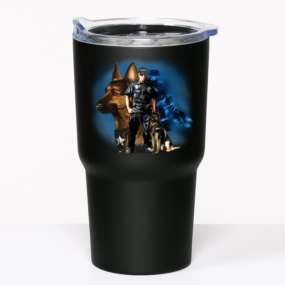 K-9 With Police Officer Silhouette  Tumbler