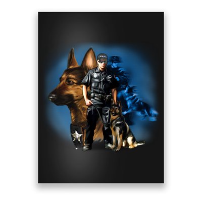 K-9 With Police Officer Silhouette  Poster