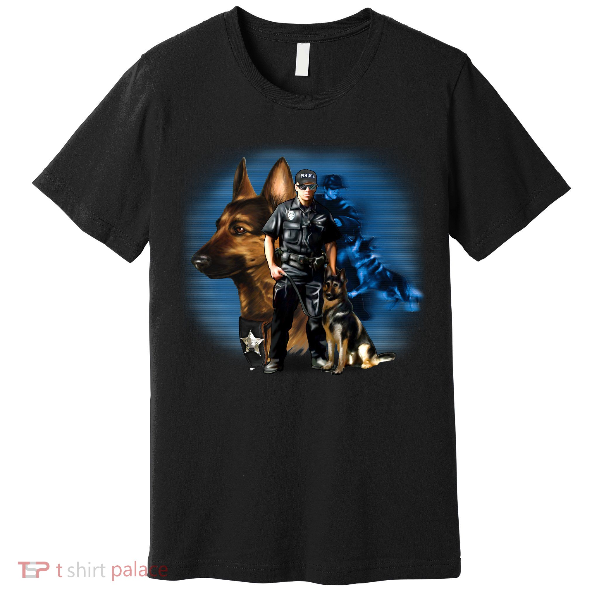 K-9 With Police Officer Silhouette  Premium T-Shirt