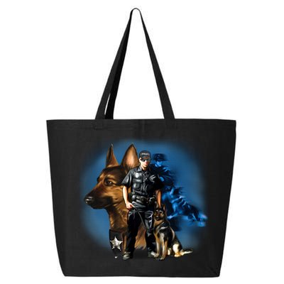 K-9 With Police Officer Silhouette  25L Jumbo Tote