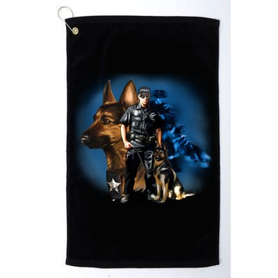 K-9 With Police Officer Silhouette  Golf Towel