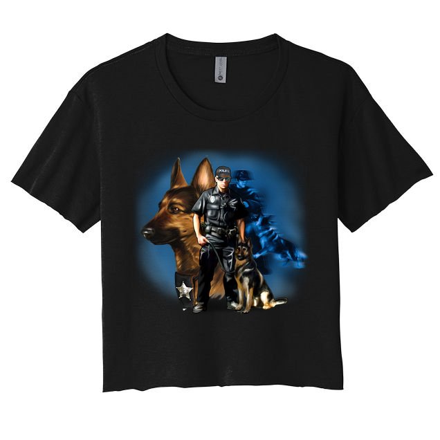 K-9 With Police Officer Silhouette  Crop Top