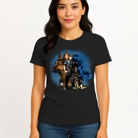 K-9 With Police Officer Silhouette  Womens T-Shirt