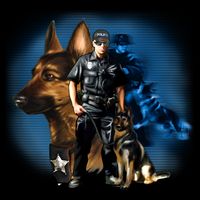 K-9 With Police Officer Silhouette  Womens T-Shirt