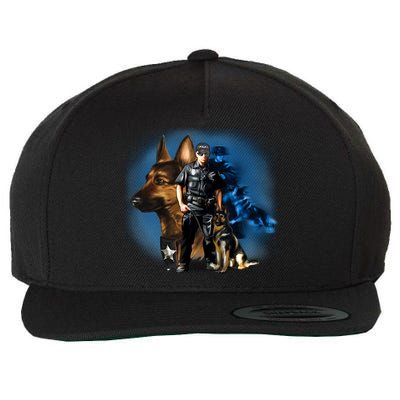 K-9 With Police Officer Silhouette  Wool Snapback Cap