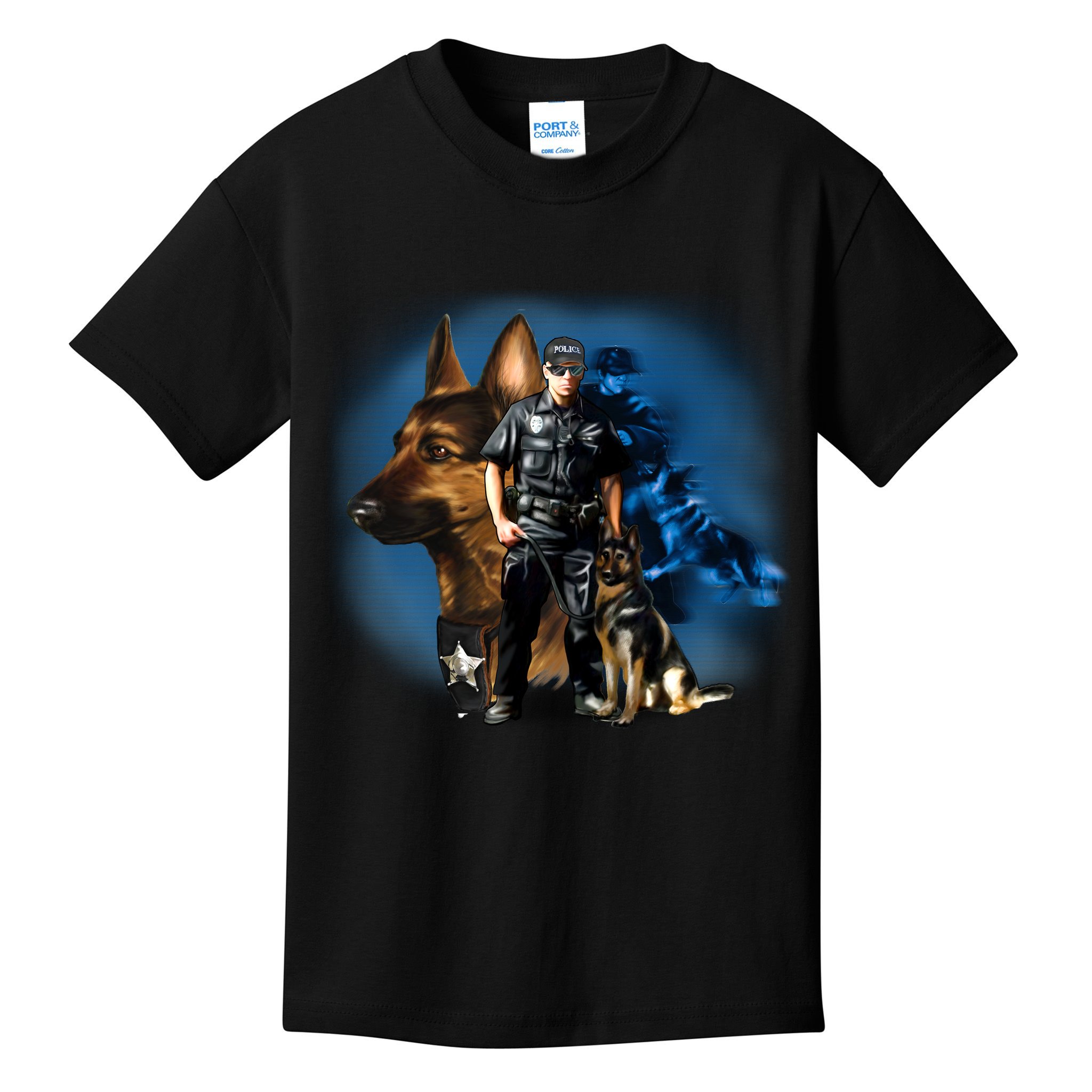 K-9 With Police Officer Silhouette  Kids T-Shirt