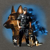 K-9 With Police Officer Silhouette  Cotton Canvas Backpack