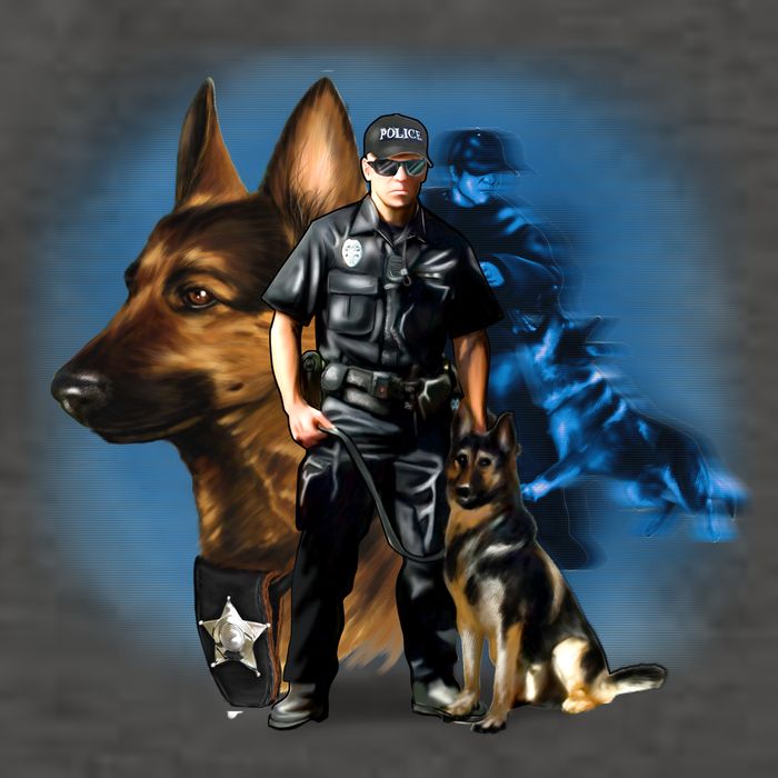 K-9 With Police Officer Silhouette  Vector Backpack