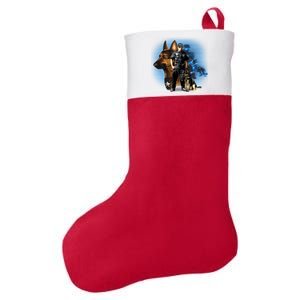 K-9 With Police Officer Silhouette  Felt Holiday Christmas Stocking