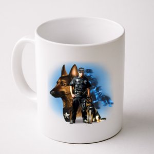 K-9 With Police Officer Silhouette  Coffee Mug