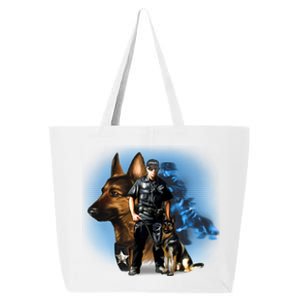 K-9 With Police Officer Silhouette  25L Jumbo Tote