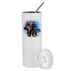 K-9 With Police Officer Silhouette  Stainless Steel Tumbler