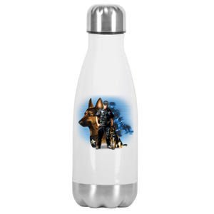 K-9 With Police Officer Silhouette  Stainless Steel Insulated Water Bottle