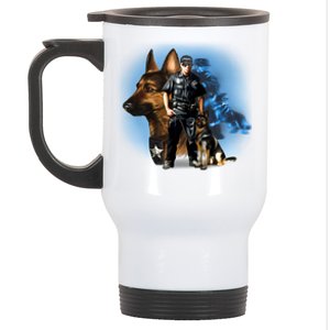 K-9 With Police Officer Silhouette  Stainless Steel Travel Mug