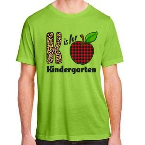 K Is For Kindergarten Teacher Leopard Buffalo Plaid Adult ChromaSoft Performance T-Shirt