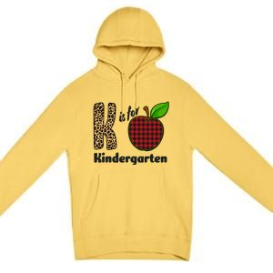 K Is For Kindergarten Teacher Leopard Buffalo Plaid Premium Pullover Hoodie