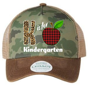 K Is For Kindergarten Teacher Leopard Buffalo Plaid Legacy Tie Dye Trucker Hat