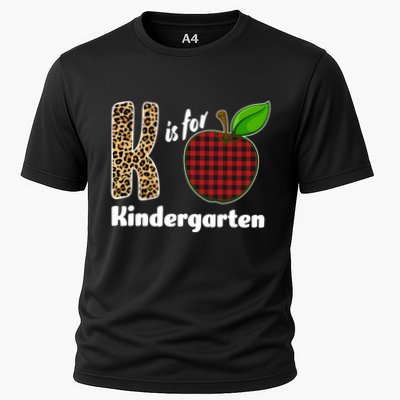 K Is For Kindergarten Teacher Leopard Buffalo Plaid Performance Shirt