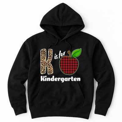 K Is For Kindergarten Teacher Leopard Buffalo Plaid Hoodie