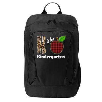 K Is For Kindergarten Teacher Leopard Buffalo Plaid City Backpack