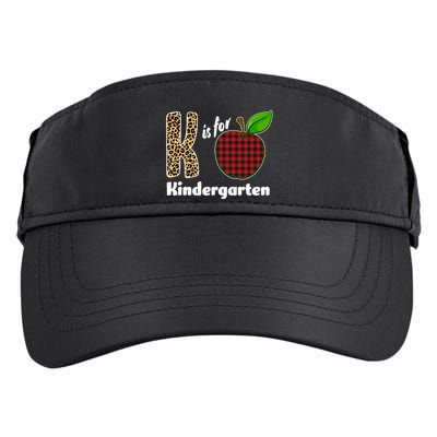 K Is For Kindergarten Teacher Leopard Buffalo Plaid Adult Drive Performance Visor
