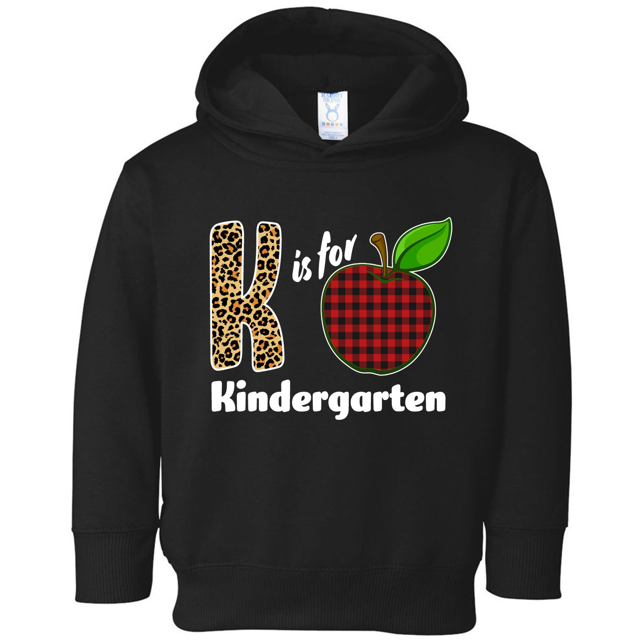 K Is For Kindergarten Teacher Leopard Buffalo Plaid Toddler Hoodie