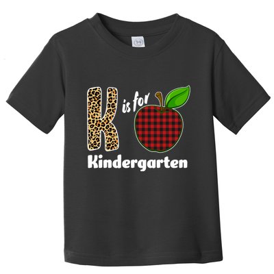 K Is For Kindergarten Teacher Leopard Buffalo Plaid Toddler T-Shirt