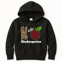 K Is For Kindergarten Teacher Leopard Buffalo Plaid Kids Hoodie