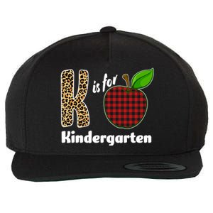 K Is For Kindergarten Teacher Leopard Buffalo Plaid Wool Snapback Cap