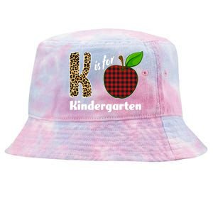 K Is For Kindergarten Teacher Leopard Buffalo Plaid Tie-Dyed Bucket Hat