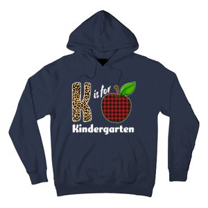 K Is For Kindergarten Teacher Leopard Buffalo Plaid Hoodie