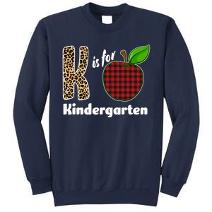 K Is For Kindergarten Teacher Leopard Buffalo Plaid Sweatshirt