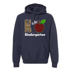 K Is For Kindergarten Teacher Leopard Buffalo Plaid Premium Hoodie