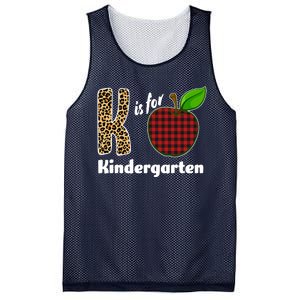 K Is For Kindergarten Teacher Leopard Buffalo Plaid Mesh Reversible Basketball Jersey Tank