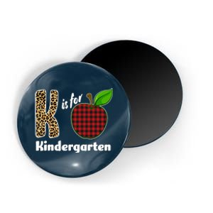 K Is For Kindergarten Teacher Leopard Buffalo Plaid Magnet