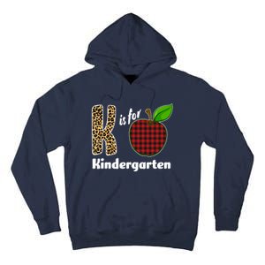 K Is For Kindergarten Teacher Leopard Buffalo Plaid Tall Hoodie