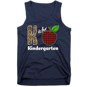 K Is For Kindergarten Teacher Leopard Buffalo Plaid Tank Top